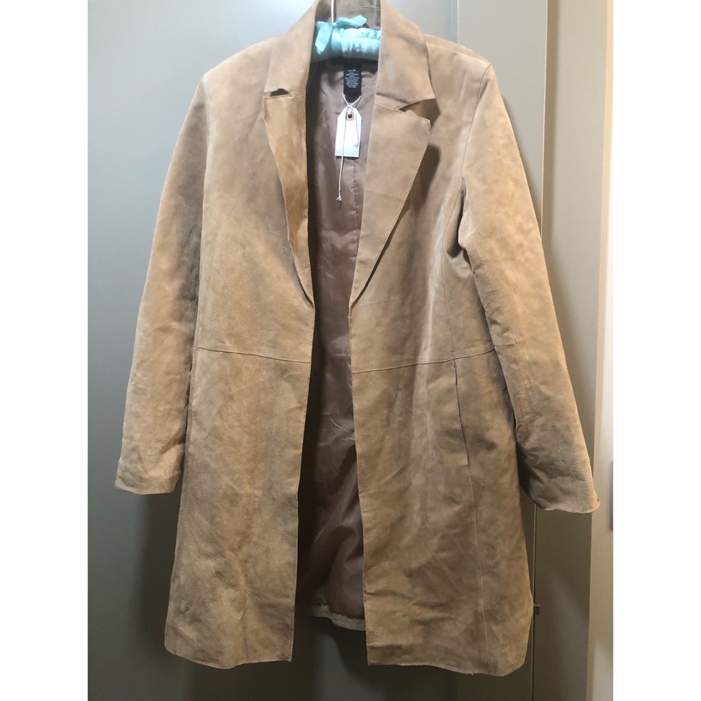 100% leather lined dialogue tan jacket